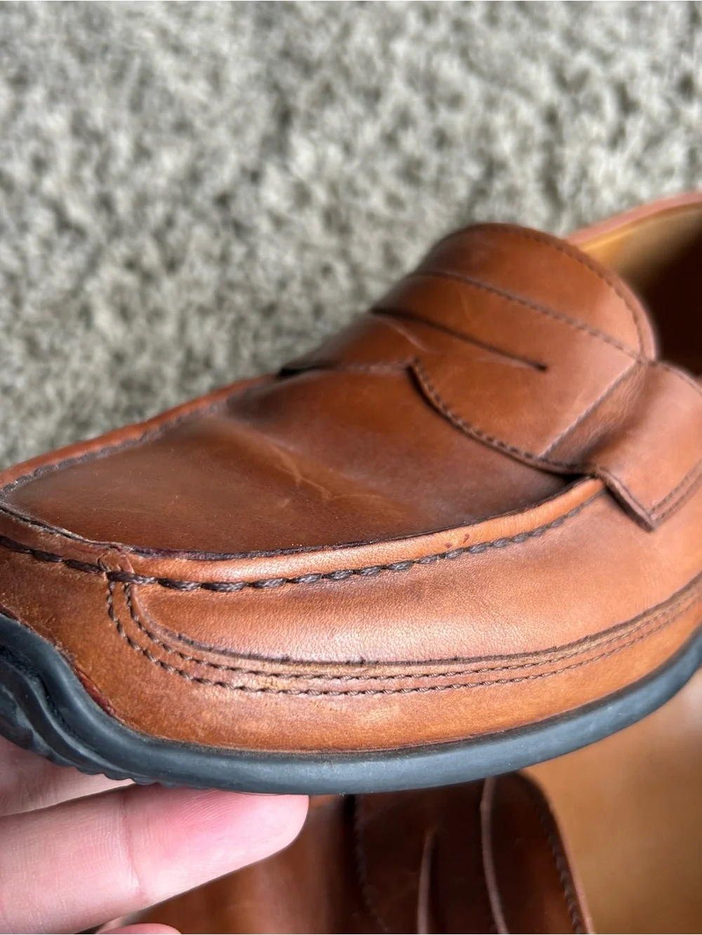 Polo Ralph Lauren Brown Leather Penny Loafers Mens 8 D Slip-On Classic Moc-Toe